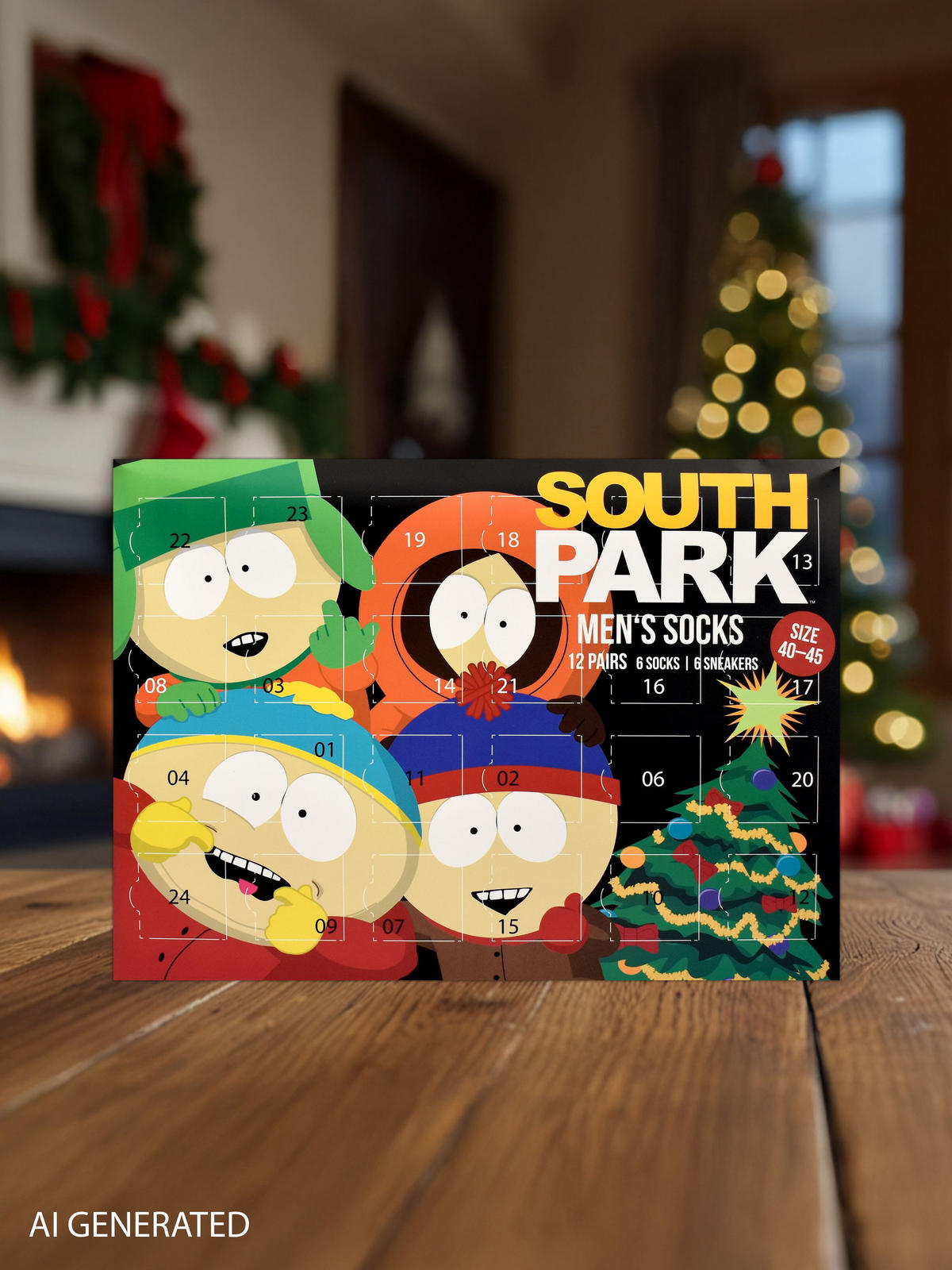 ADVENTSKALENDER South Park mit 12 Paar Socken Größe 40-45 - Multicolor, Textil (37/5/26.5cm) - United Labels