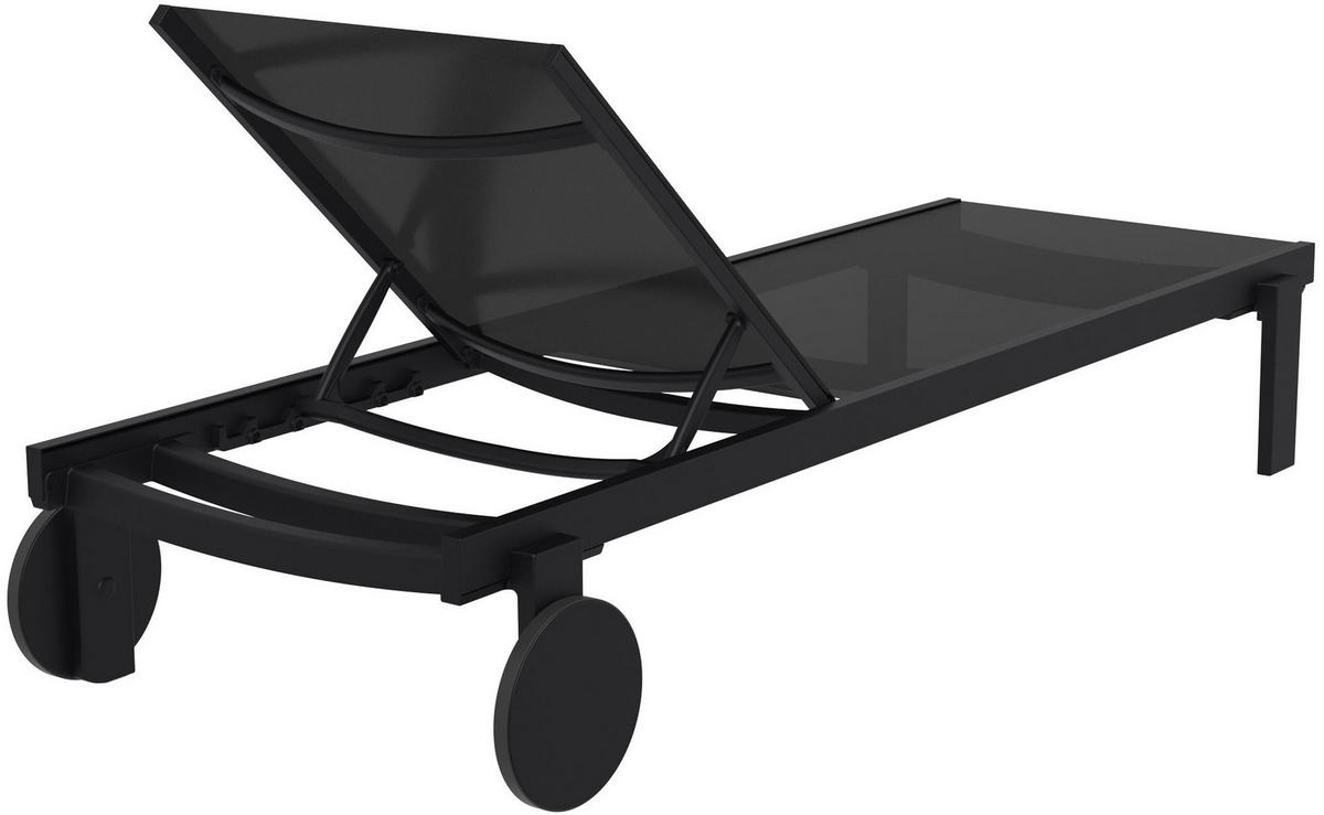 SONNENLIEGE Rune Rollen klappbar 74x190x31cm Metall Schwarz Gartenliege - Schwarz, Metall (74/31/190cm) - DELUKE