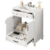 WASCHTISCH aus MDF und Keramik 77x46x86 cm Weiß mit integriertem Keramikbecken, Soft-Close und Stauraum - Weiß, Keramik (77/86/46cm) - Modfu