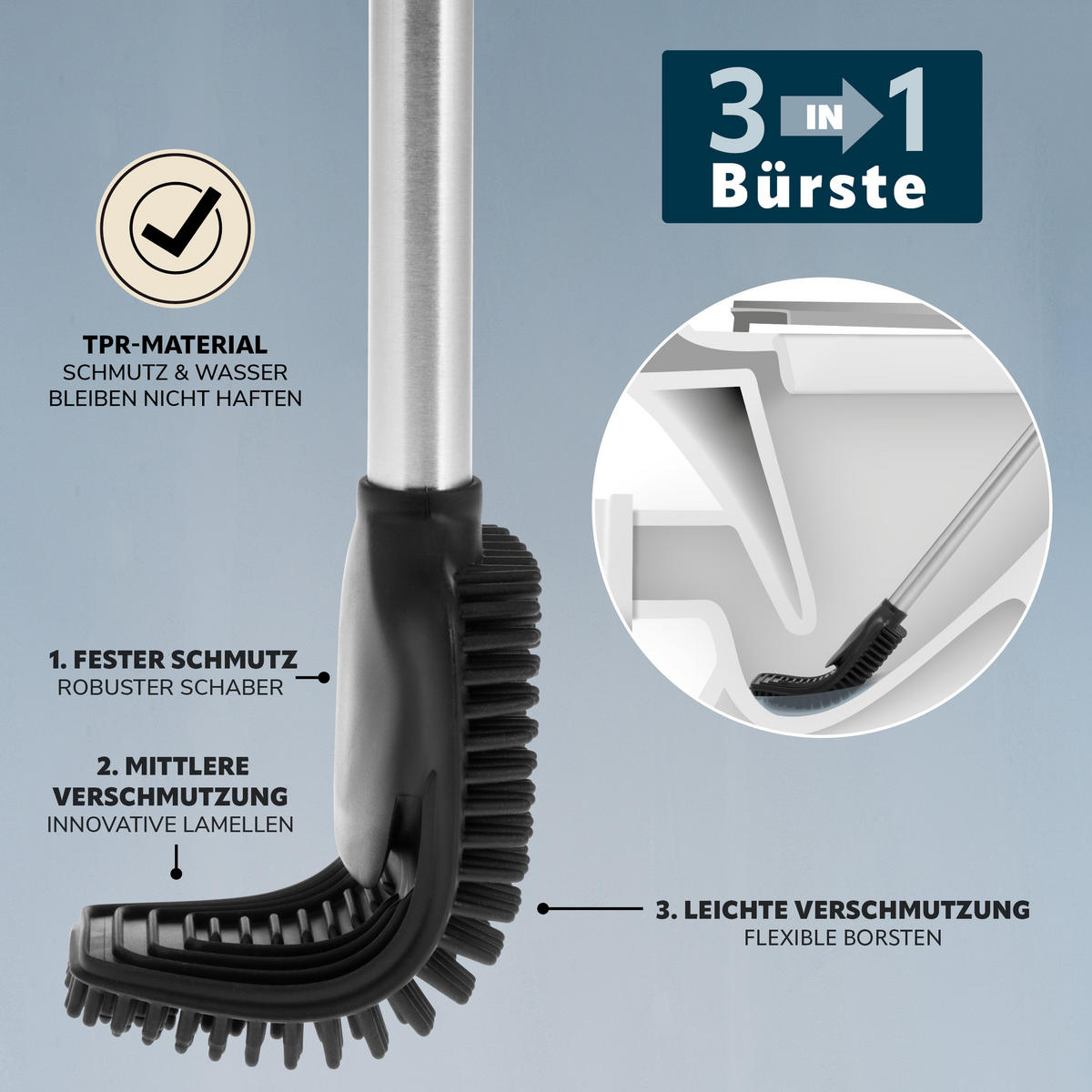 WC-GARNITUR BARBENA, grau, Kunststoff Edelstahl - Grau, Metall (11/53/4cm) - bremermann