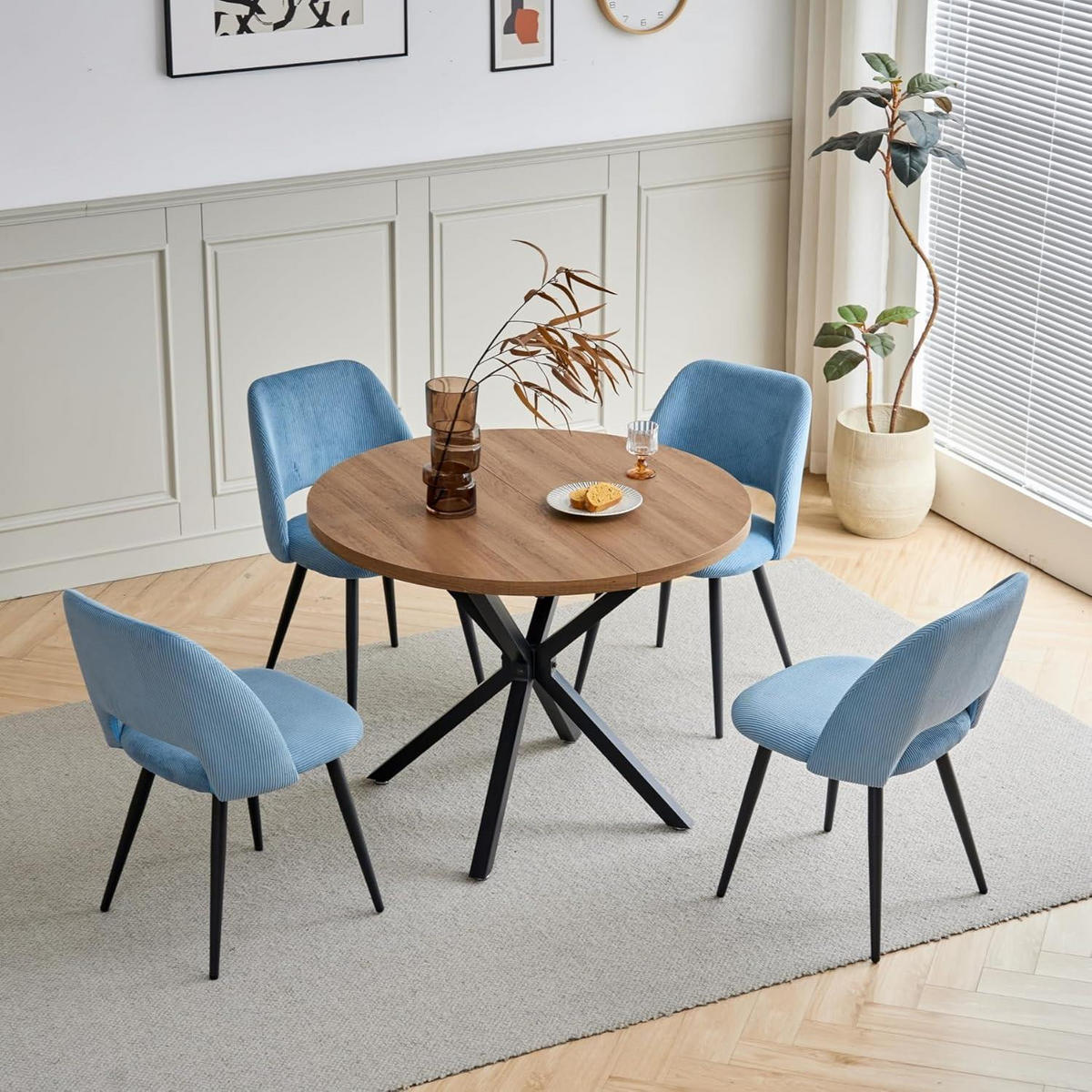 ESSZIMMERSTUHL 2er-Set Cord Blau - Blau, Textil (43/80/45cm)