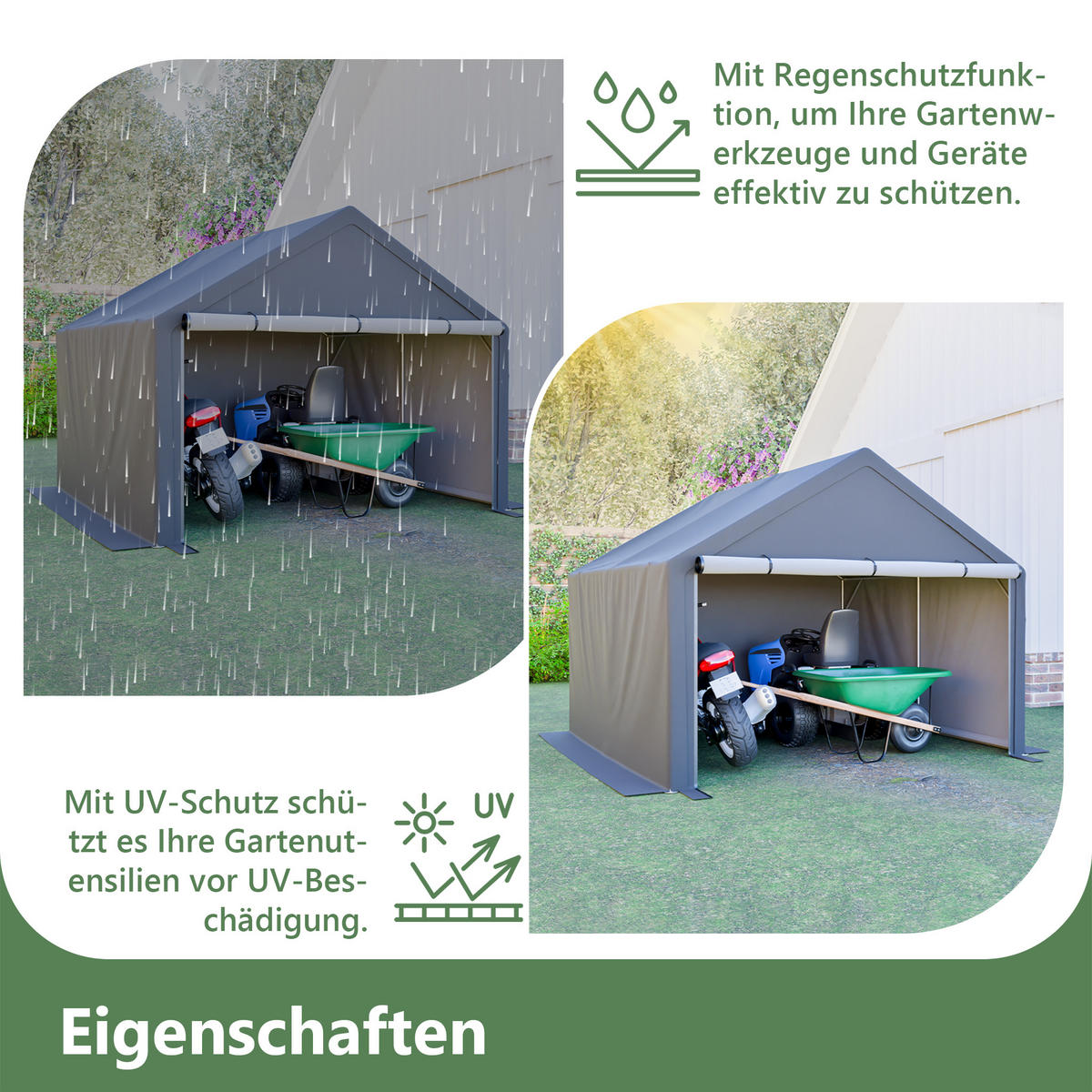 FAHRRADSCHUPPEN-ZELT Dunkelgrau 305x296x233 cm - Grau, Metall (296/233/305cm) - ComfortXL