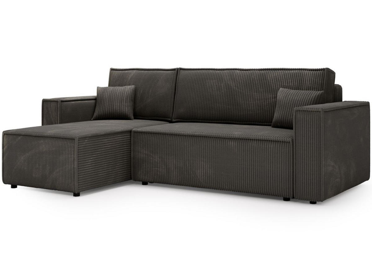 ECKSOFA Prato L Dunkelgrau - Dunkelgrau/Schwarz, Holz/Textil (253/145cm) - Graingold