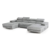 ROHOVÁ SEDAČKA LYKKE světle šedá - stříbrná/světle šedá, kov/dřevo (353/202cm) - MASSENO