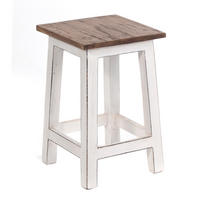 HOCKER MADERO Recyclingholz 06 weiß-landhaus - Weiß, Karton (30/48/30cm) - DESIGN DELIGHTS