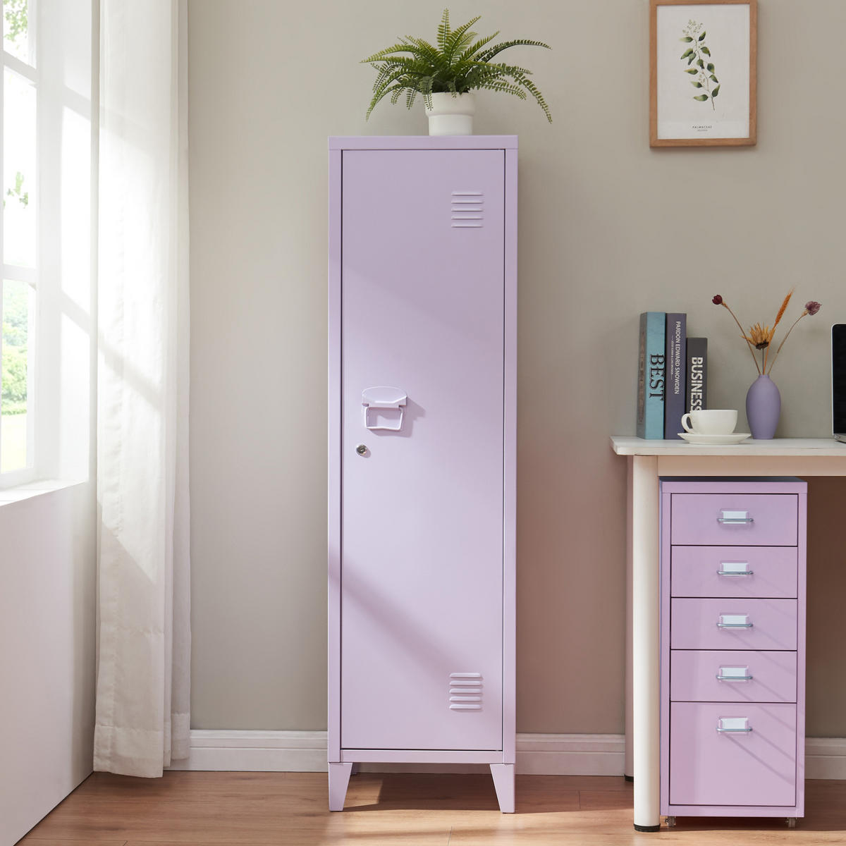 EINZELSPIND Kurikka - Lila, Metall (38/137/38cm) - [en.casa]