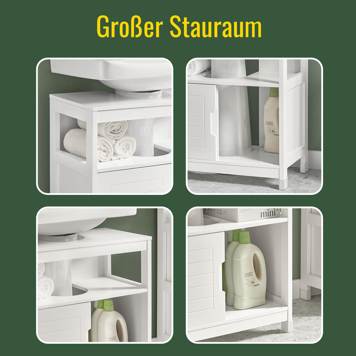 WASCHBECKENUNTERSCHRANK Weiß - Weiß, Holzwerkstoff (60/60/30cm) - SoBuy