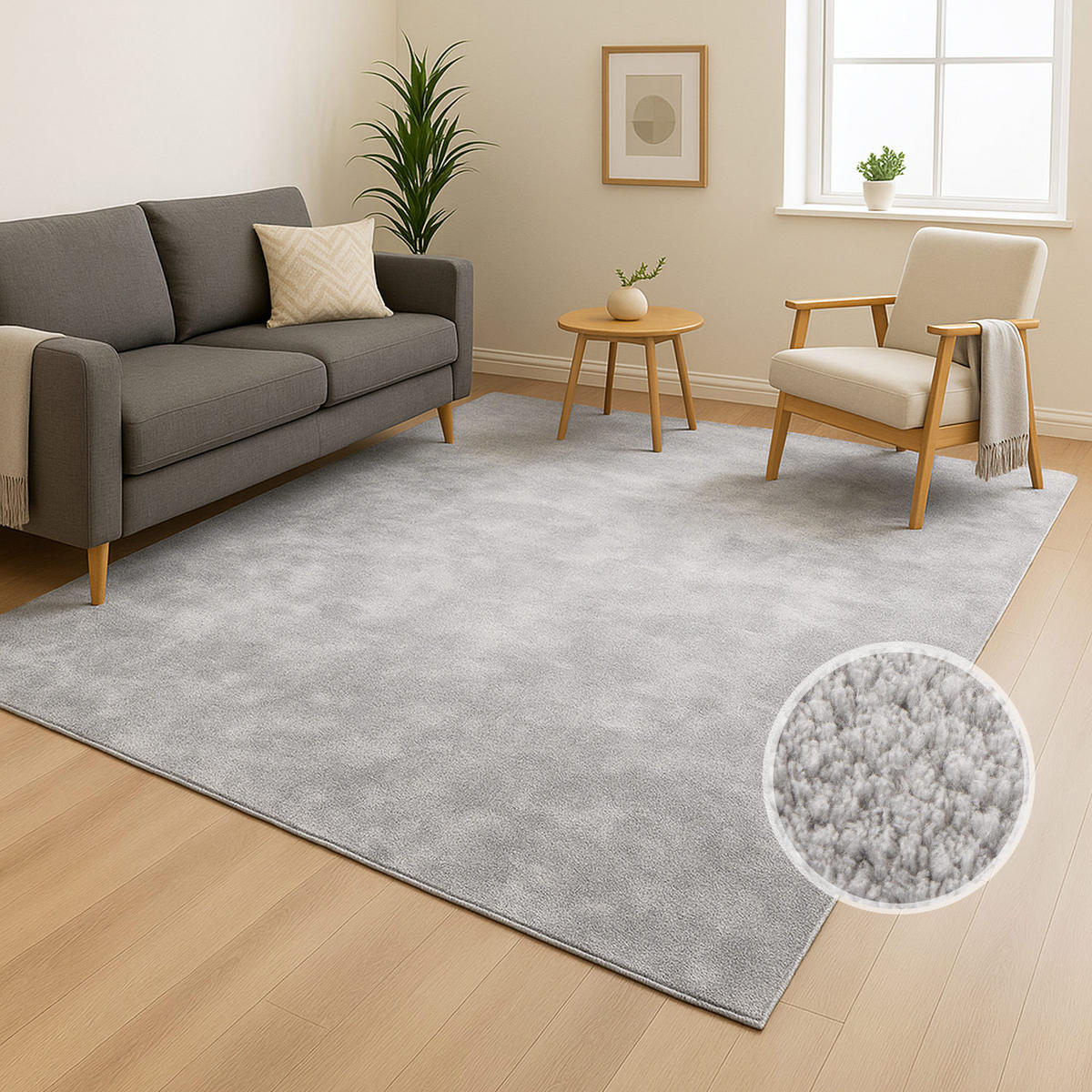 KURZFLOR-TEPPICH Calma 200 Grau 120x160 cm - Grau, Kunststoff/Textil (120/160cm) - carpet city
