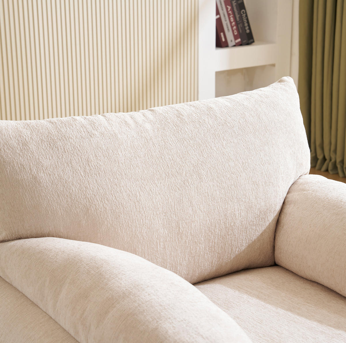 SESSEL 96/82/84 cm in Beige aus Chenille mit breiter Sitzfläche - Beige, Textil (82/84/96cm) - Flora Grace