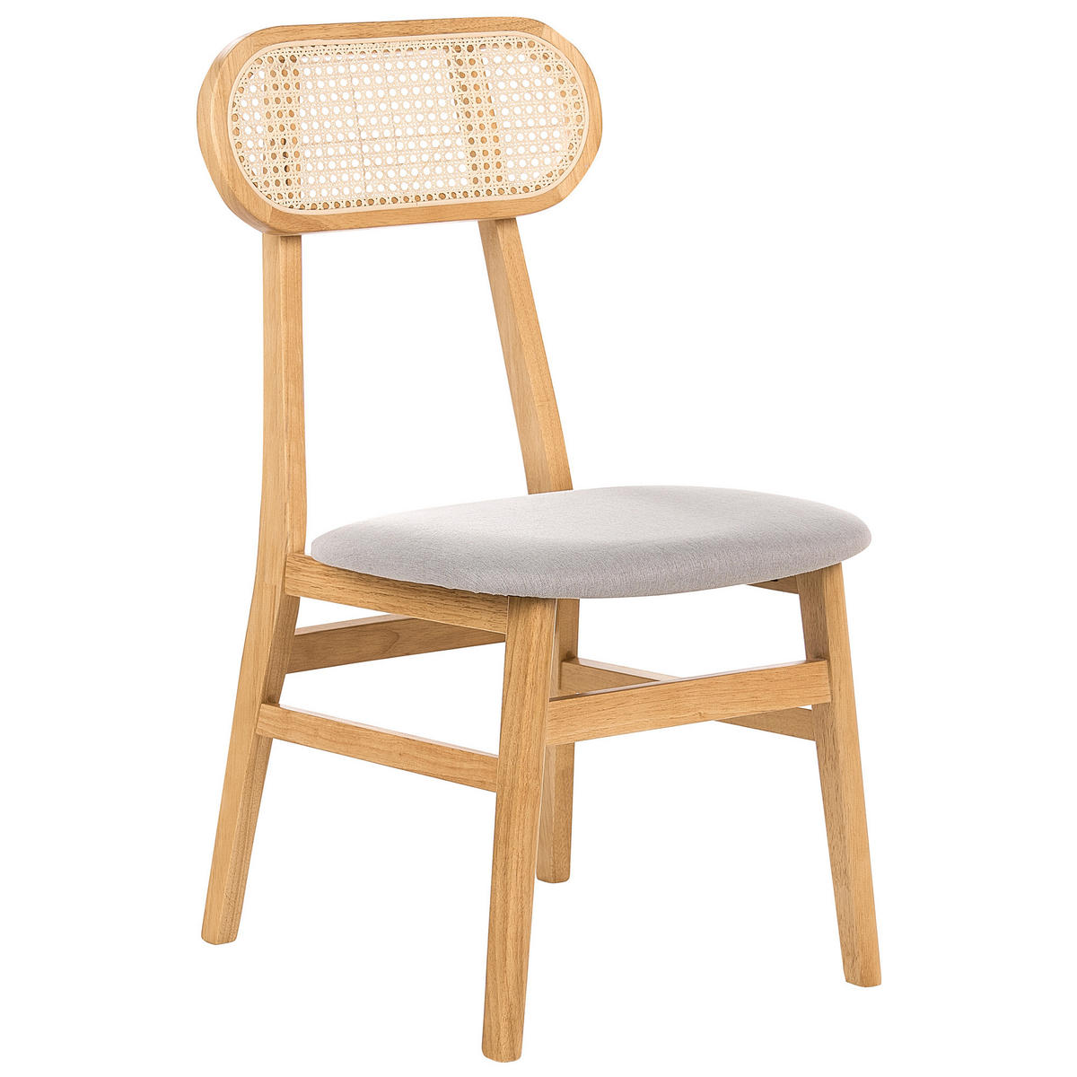 ESSZIMMERSTUHL 2er-Set Holz Hellbraun/Hellgrau Fallon - Hellgrau, Holz (47/90/50cm) - Beliani