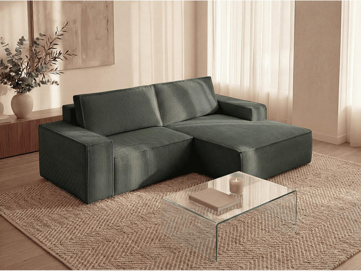 SCHLAFSOFA - 3 Personen - Samt - Tannengrün - - Waldgrün, Textil (240/85/167cm) - Vente-Unique