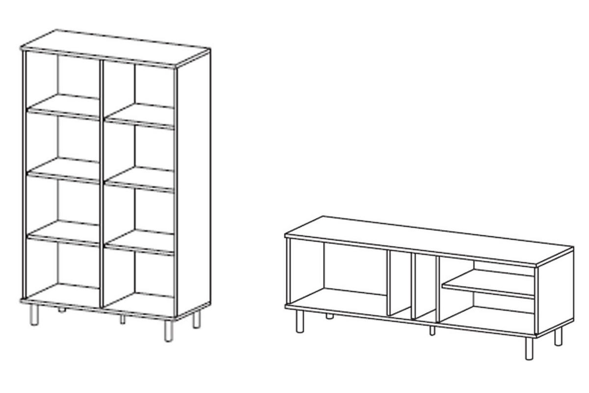 WOHNZIMMER-SET Madis sand grange eiche / anthrazit 2-teilig - Braun, Holz/Holzwerkstoff (228.2/148.8/40cm) - Feldmann-Wohnen