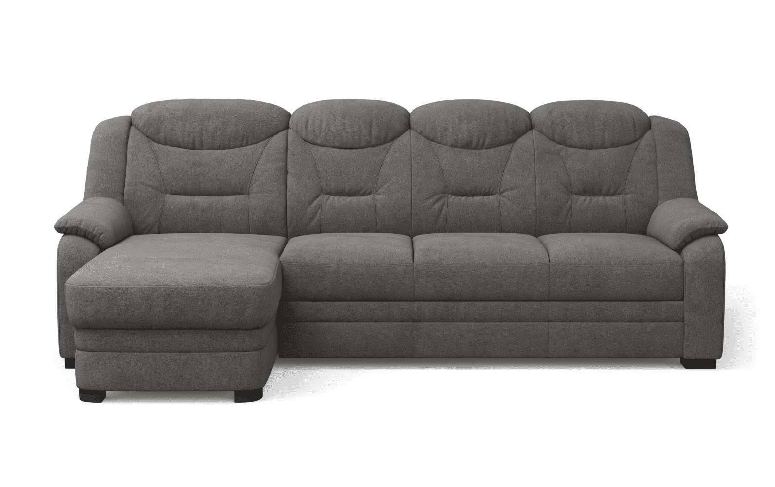 ECKSOFA mit Schlaffunktion – weiches Chenille-Gewebe - Anthrazit/Schwarz, Holz/Kunststoff (257/162cm) - Cotta