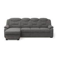 ECKSOFA mit Schlaffunktion – weiches Chenille-Gewebe - Anthrazit/Schwarz, Holz/Kunststoff (257/162cm) - Cotta