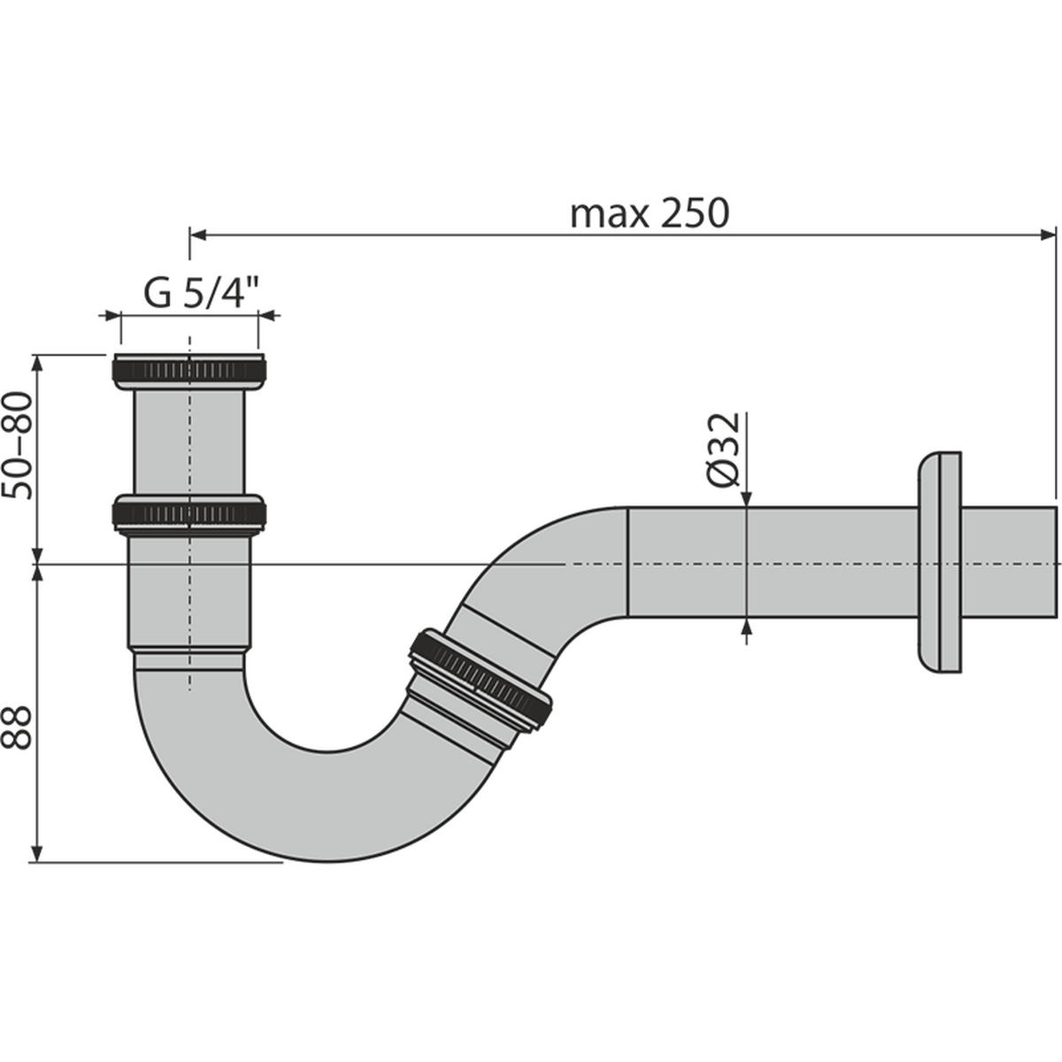 BIDET-SIPHON DN32 Metall, Chrom, Höhe 12 cm - Chromfarben, Kunststoff (23.5cm) - Alcadrain