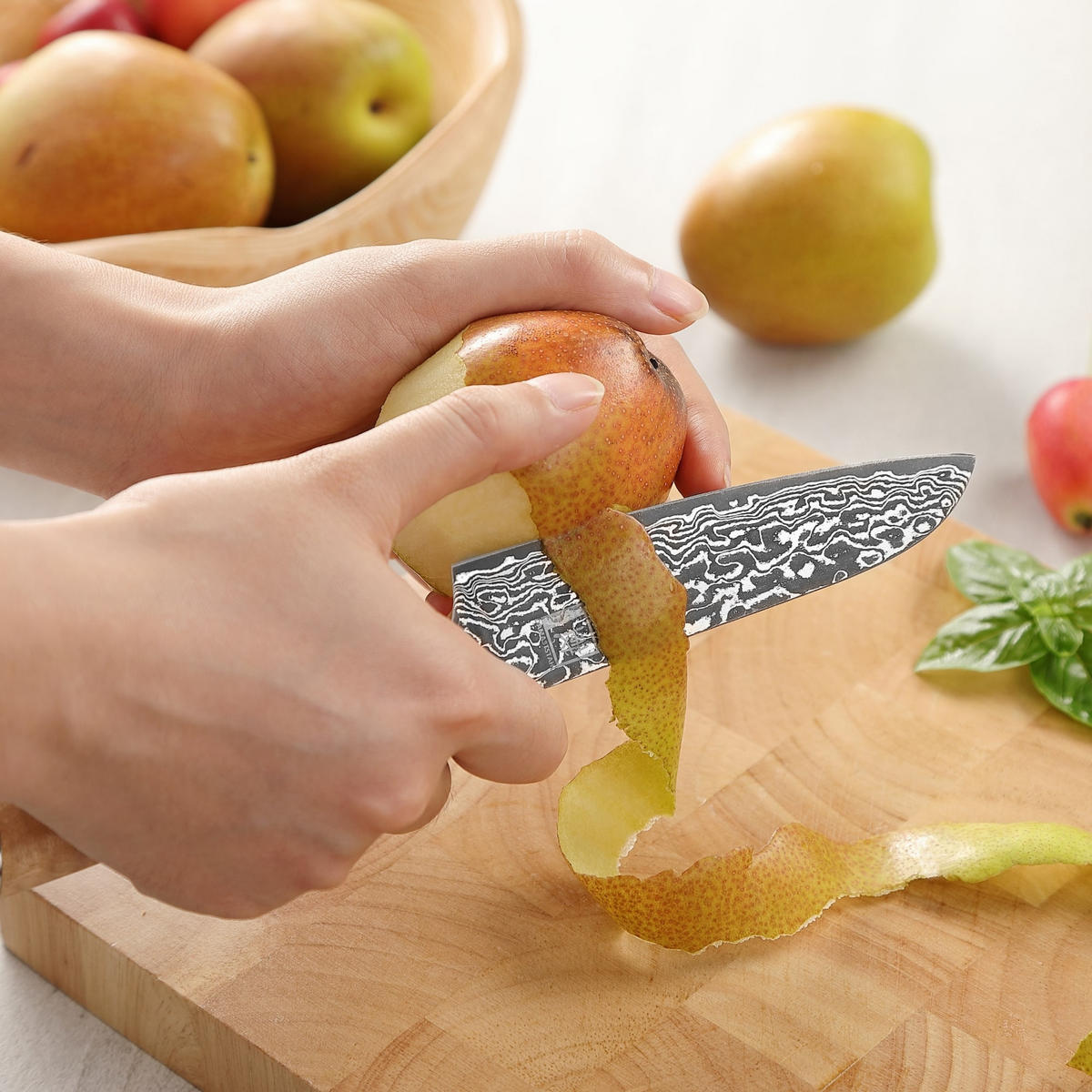 KLEINES SANTOKUMESSER 12 cm - Birkefarben, Holz/Metall (23cm) - Zayiko