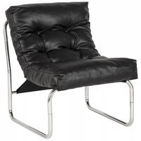 LOUNGESESSEL Schwarz 60x76x73cm - Chromfarben/Schwarz, Leder (60/76/73cm) - AlterEgo