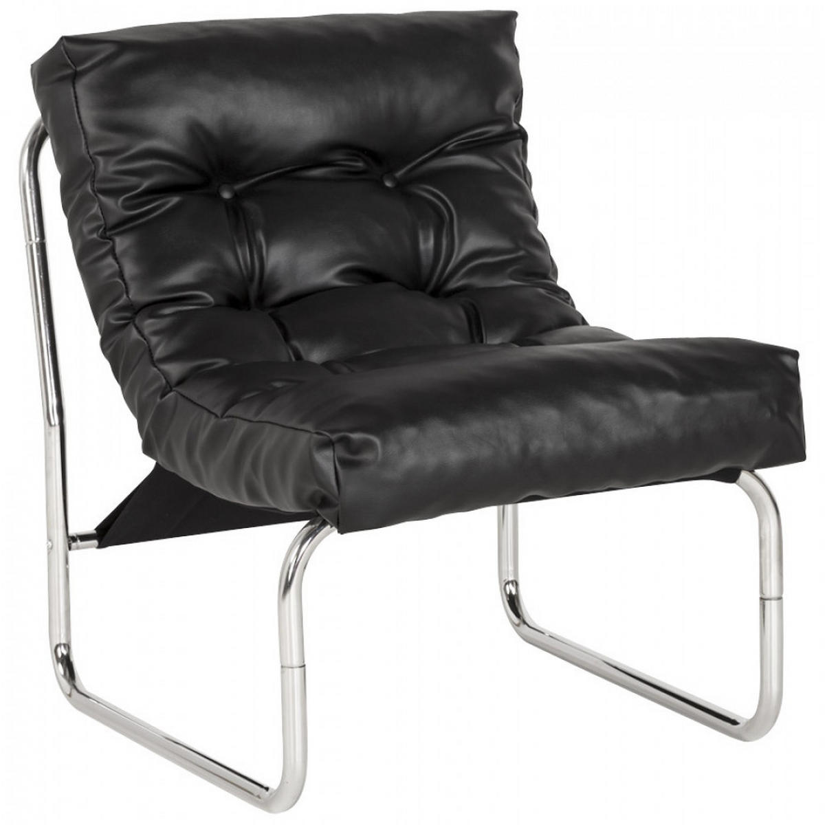 LOUNGESESSEL Schwarz 60x76x73cm - Chromfarben/Schwarz, Leder (60/76/73cm) - AlterEgo