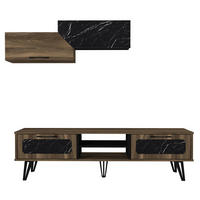 WOHNWAND Lampert Walnuss Marmor Optik - Walnussfarben/Schwarz, Holzwerkstoff/Metall (180/51/35cm) - moebel17