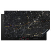 HERDABDECKPLATTE Marmor - Schwarz - Gold - Grau - Marmorstruktur 89x51 cm - Goldfarben, Kunststoff (89.6/0.2/51.6cm) - MuchoWow