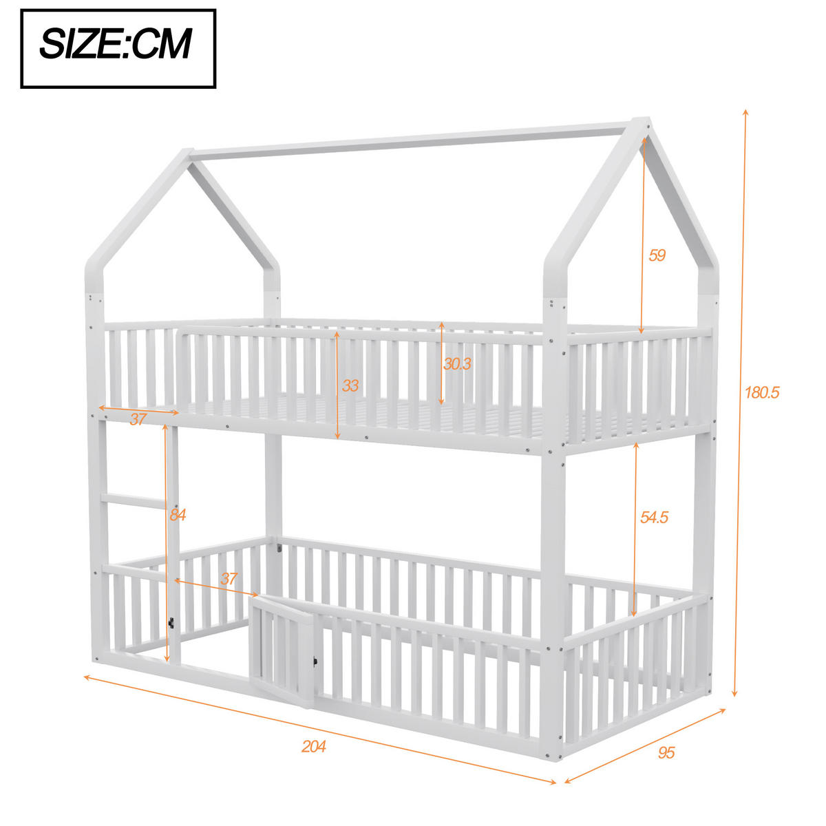 ETAGENBETT Metall Hausform Weiß 90x200cm - Weiß, Metall (90/200cm) - ComfortXL