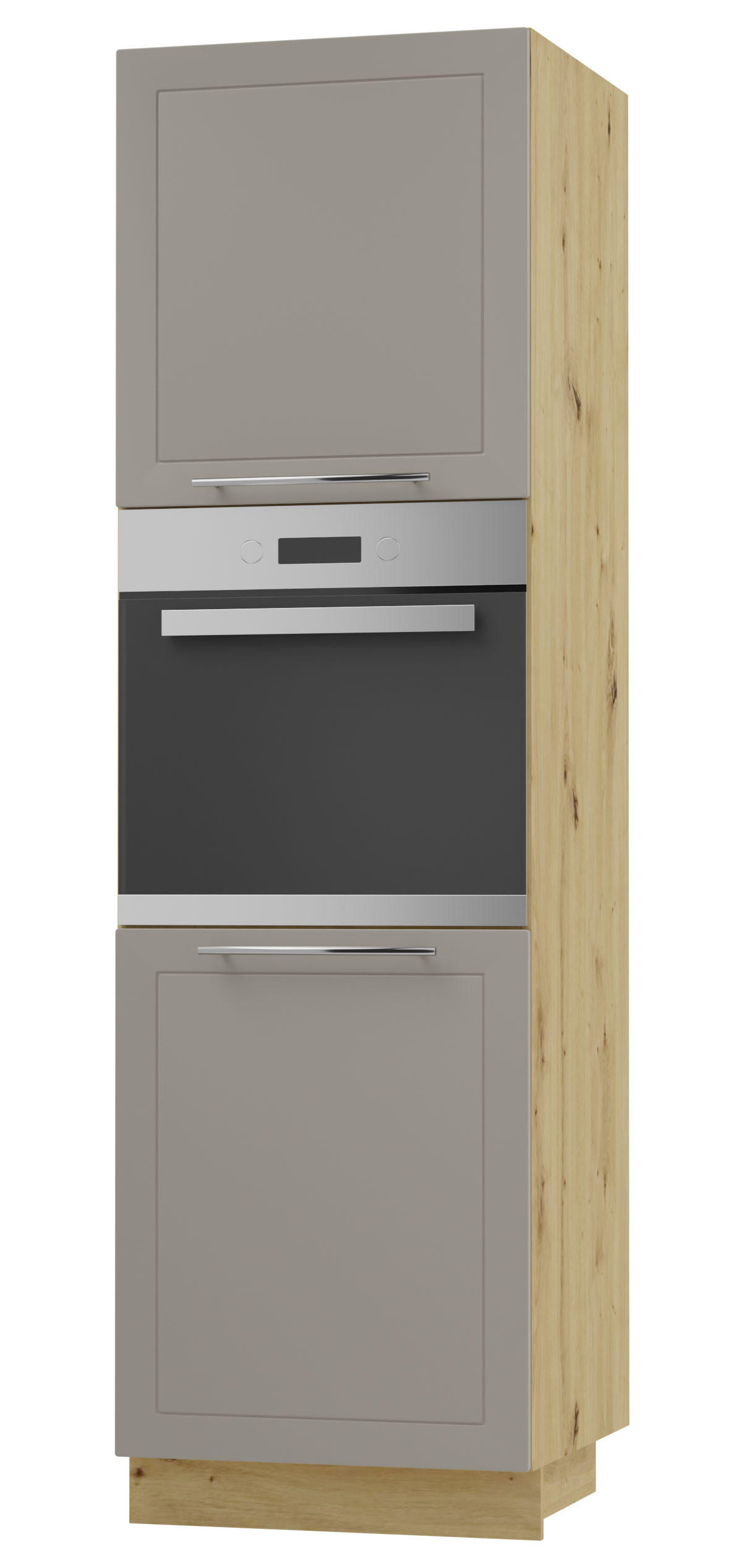 BACKOFENHOCHSCHRANK Kvantum D14/RU/2D Beige Matt / Eiche Artisan Matt 60 / 59 / 207cm - Beige/Eiche Artisan, Holz/Holzwerkstoff (60/207/59cm) - Feldmann-Wohnen