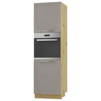 BACKOFENHOCHSCHRANK Kvantum D14/RU/2D Beige Matt / Eiche Artisan Matt 60 / 59 / 207cm - Beige/Eiche Artisan, Holz/Holzwerkstoff (60/207/59cm) - Feldmann-Wohnen