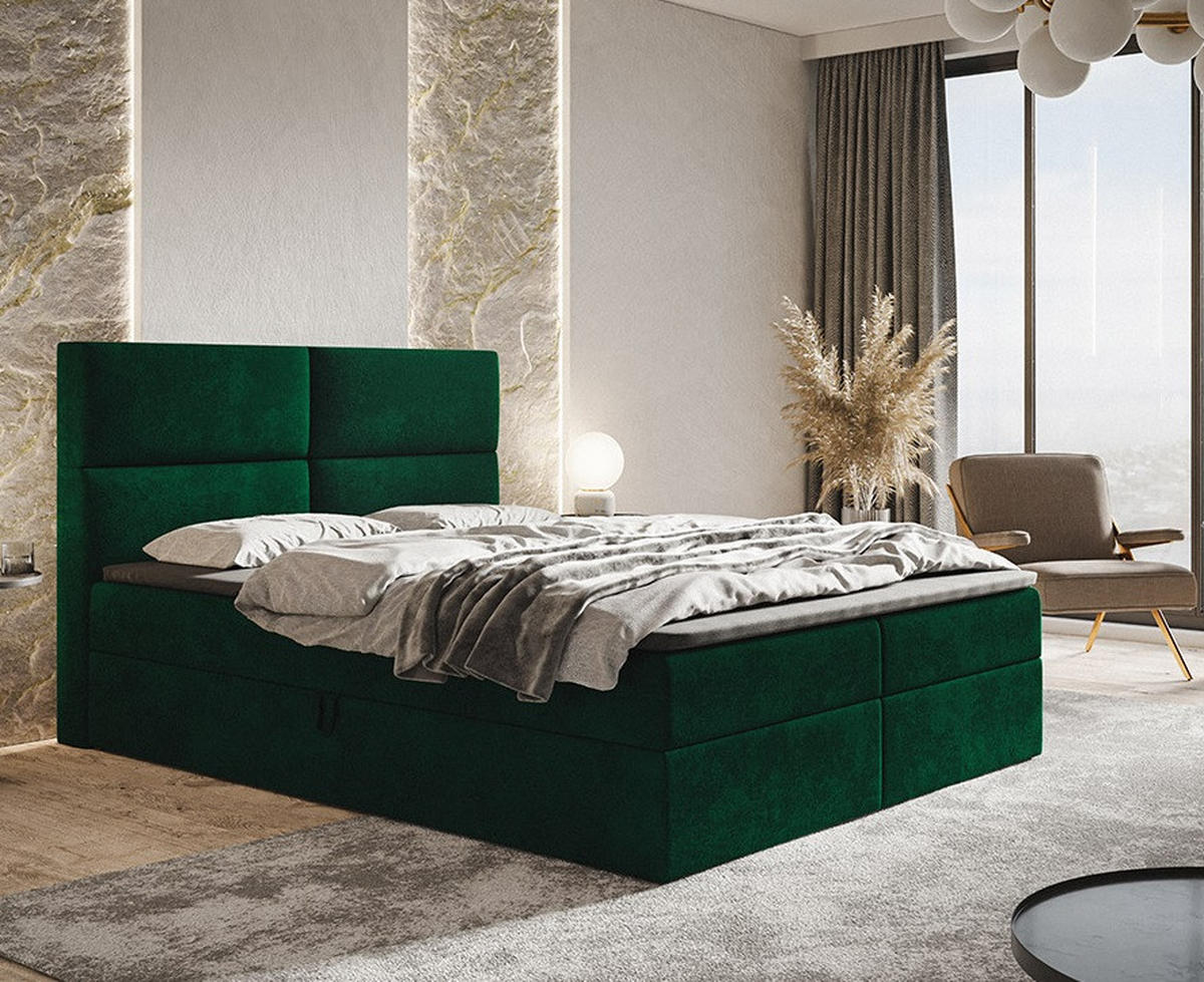 BETT Grün FOX 3 Kontinentalbett 180x200 cm - Grün, Textil (180/200cm) - Sepro Meble