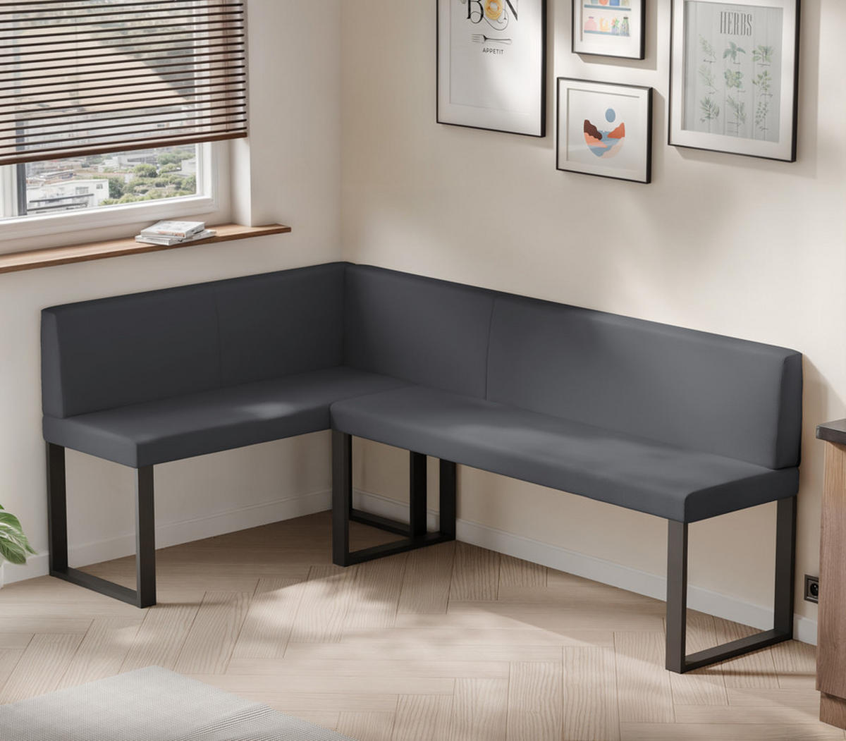 ECKBANK links SANA U Kunstleder glatt, 142/196 cm Grau - Grau, Kunststoff/Textil (142/196cm) - Idohome