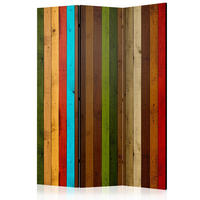 PARAVENT Einseitig Bedruckter 3-tlg 135x172 cm Holz Regenbogen - Multicolor, Holz/Textil (135/172/3cm) - Muralo