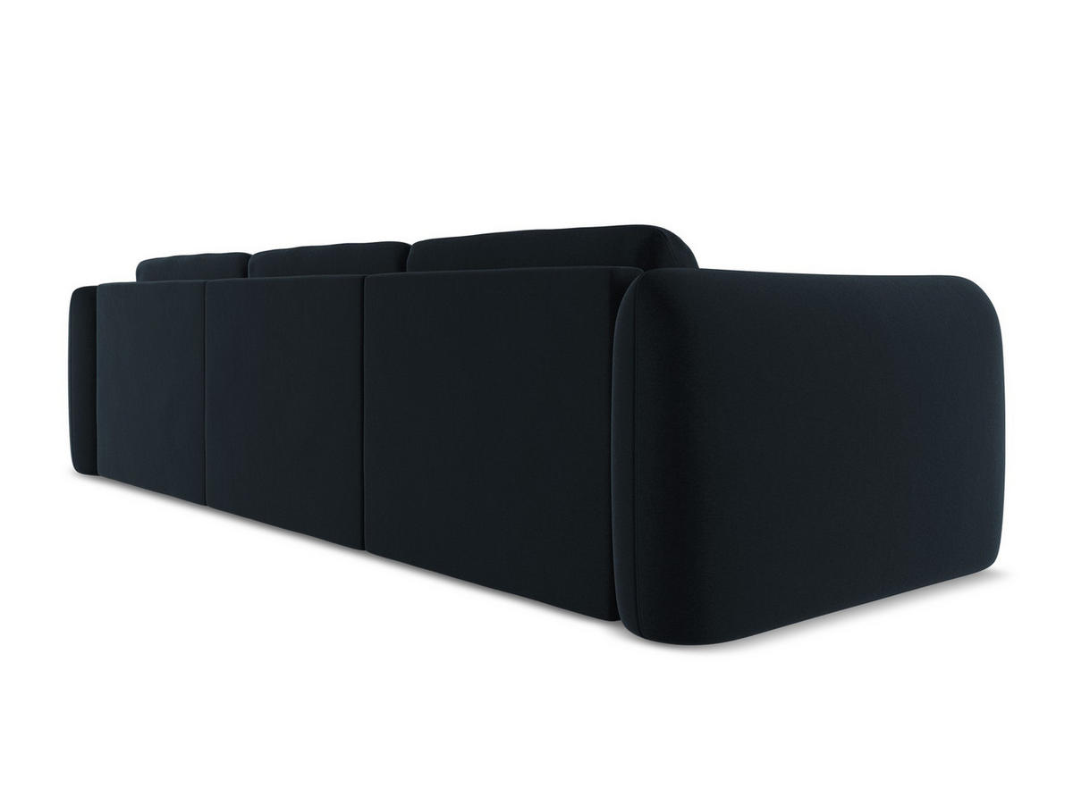 ECKSOFA Rechts Samt Stoff Blau - Blau/Schwarz, Kunststoff/Textil (290/170cm) - Makamii