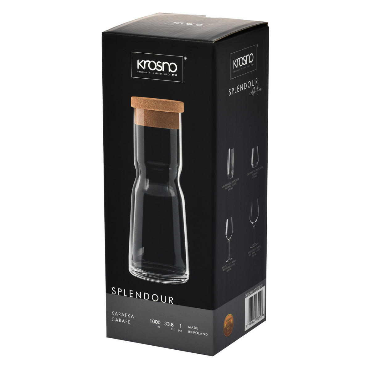 KARAFFE MIT KORK DECKEL, 1 Stk., 1000 ml - Transparent, Glas (1L) - Krosno Glass
