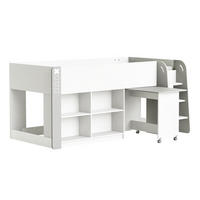 KINDERBETT mit Schreibtisch und Stauraum 90x200 - Hampton - 210,3/124,2/97,8 cm - Grau, Holzwerkstoff (124.2/97.8/210.3cm) - Calicosy