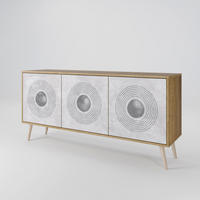 SIDEBOARD SOLID CIRCLES, Eicheneffekt, 164,5x42x77,5 cm, 3 Türen - Eichefarben/Buchefarben, Holzwerkstoff/Buchenholz (164.5/77.5/42cm) - SpaceRebels