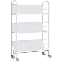 BÜCHERREGAL aus Metall 69x26x108 cm Weiß mit 3 Ebenen und Rollen, platzsparendes Standregal - Weiß, Metall (69/108/26cm) - Modfu