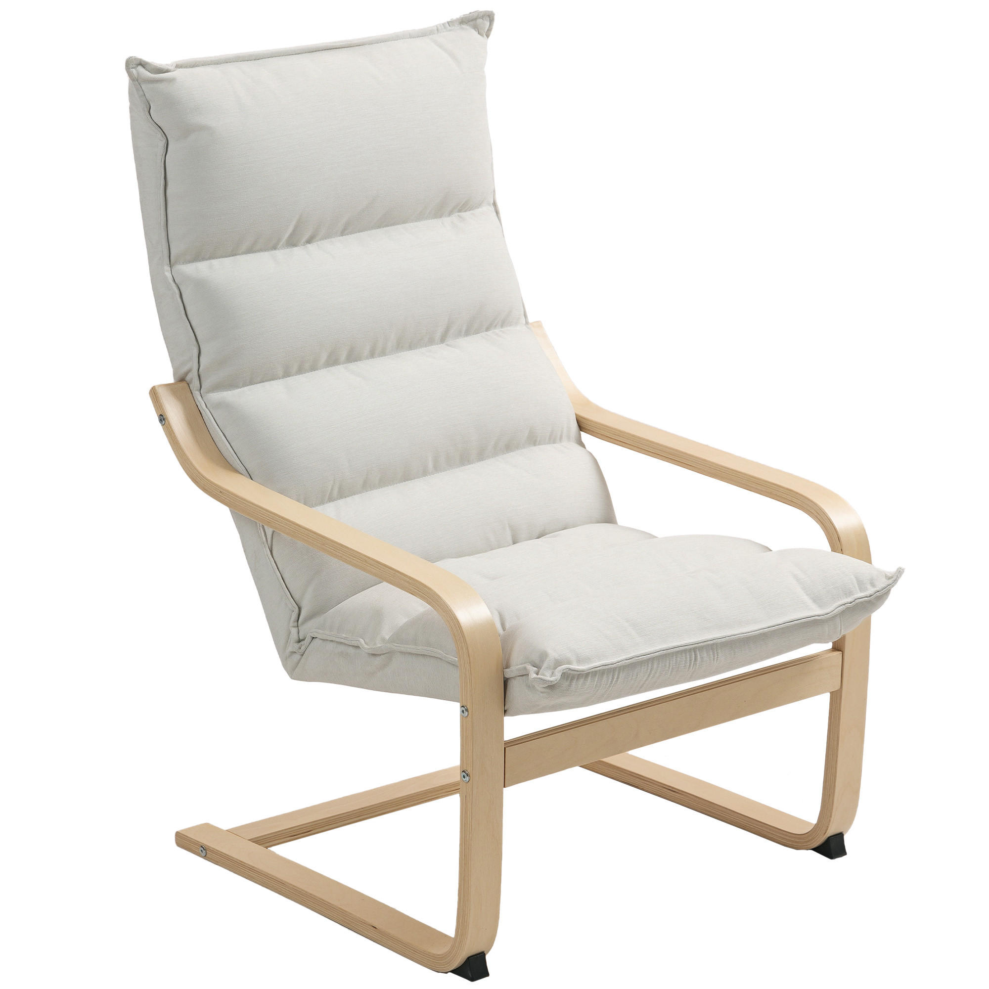 ARMLEHNSTUHL DE-13253 geschwungene Armlehnen & dickes Polster Creme - Creme, Holz (67/105/83cm) - ComfortXL