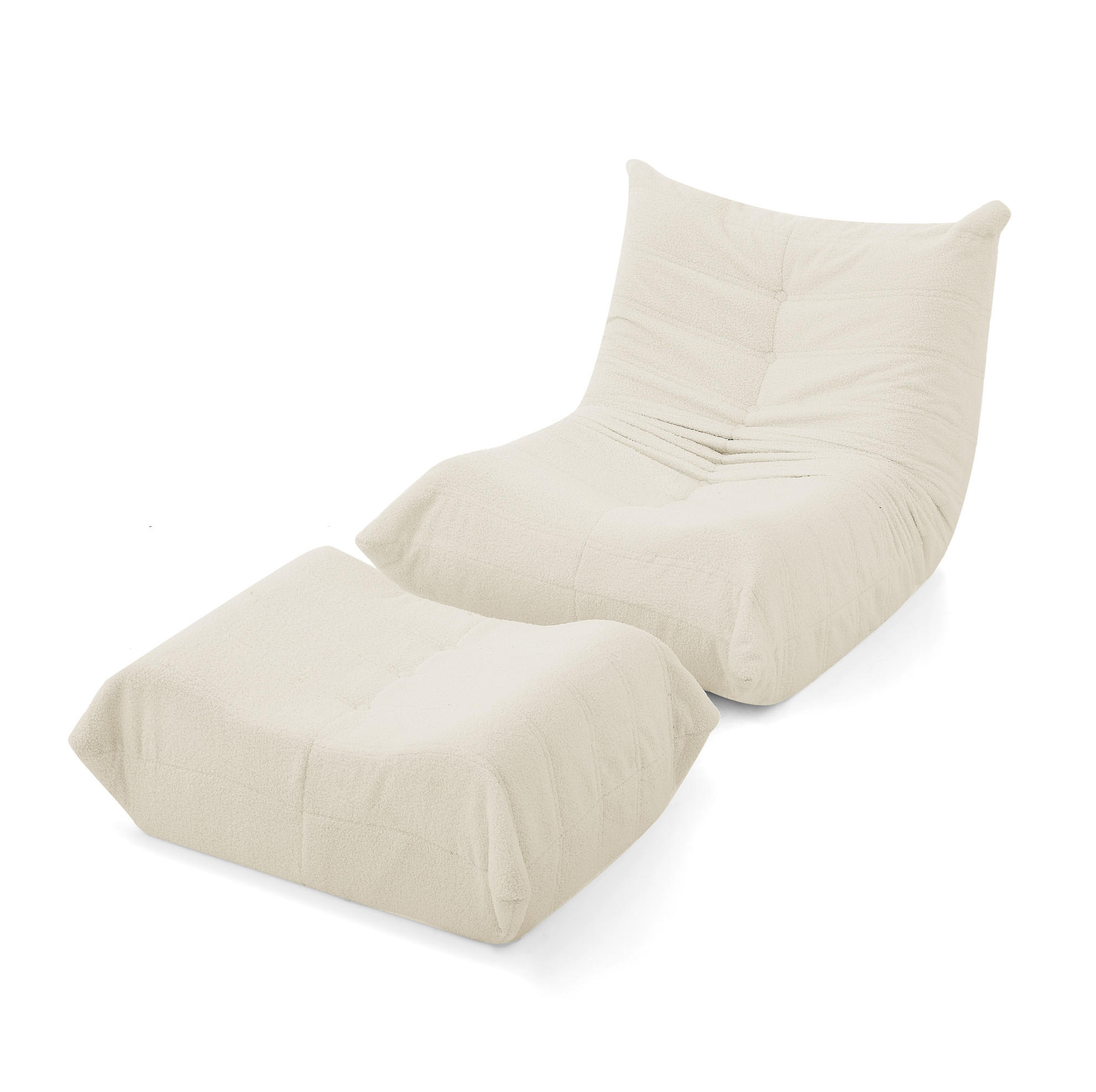 SCHLAFSESSEL mit Rückenlehne und Fußhocker Beige - Beige, Kunststoff (90/70/100cm) - Beauniv