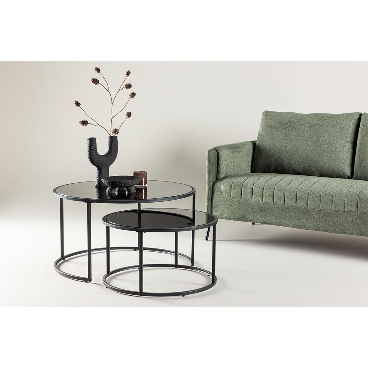 COUCHTISCH 2-Tlg., Twin, Schwarz, Metall, 80 x 80 x 44 cm - Schwarz, Metall (80/80/44cm) - ebuy24