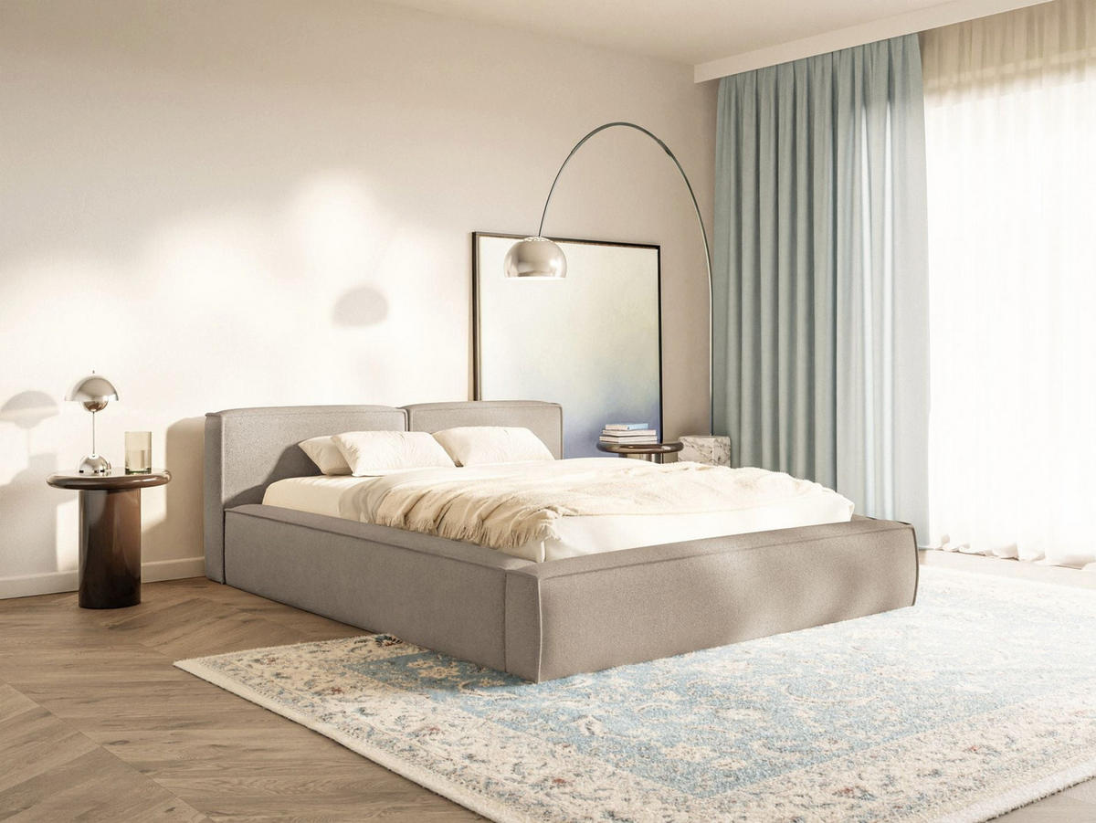 POLSTERBETT Tilves Slim Beige 180x200 cm - Beige/Schwarz, Kunststoff/Textil (180/200cm) - Selsey