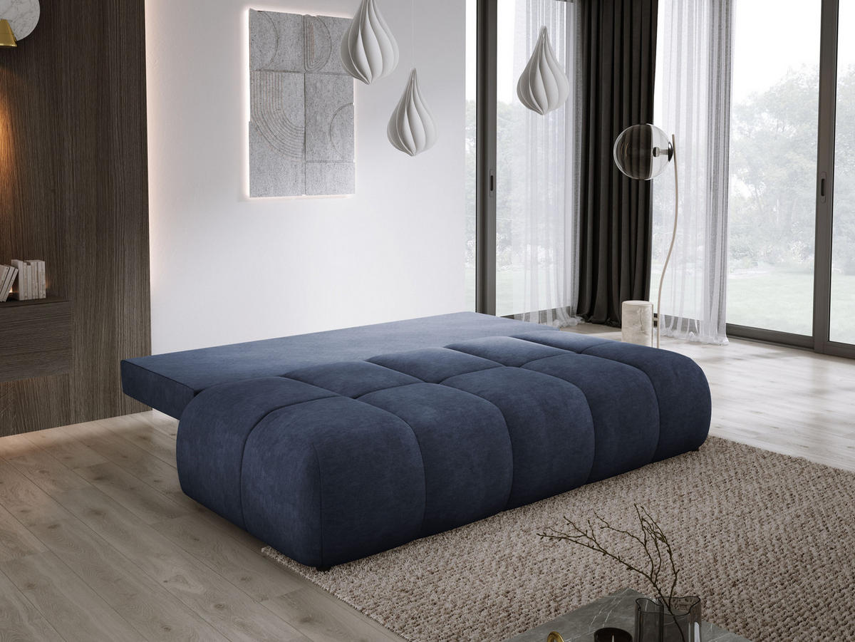 SOFA COCO MINI SCHLAFSOFA mit Bettfunktion, CLOUD Stoffbezug, 2-Sitzer, freistehend, Größe: 205x105x97 cm, Dunkelblau - Dunkelblau, Holz/Textil (205/97/105cm) - DomoHome