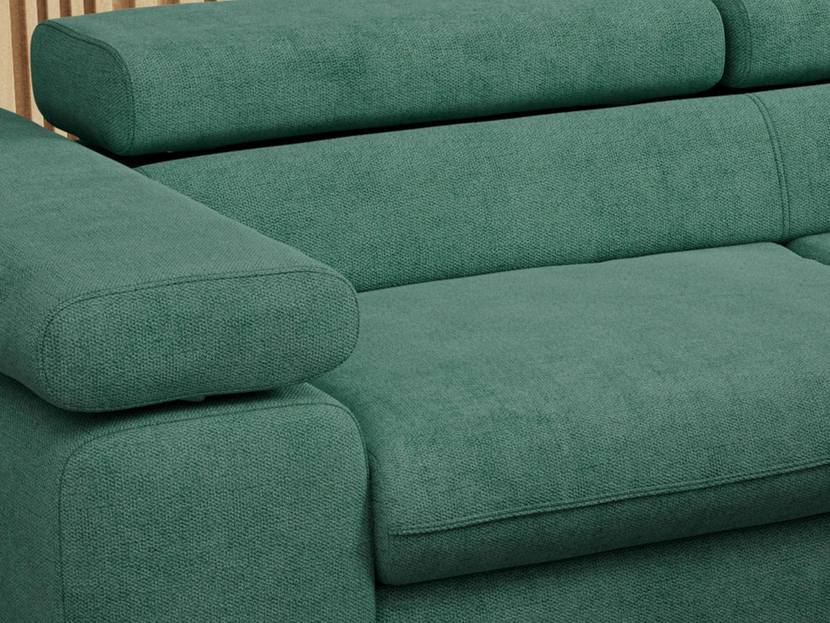 ECKSOFA PETER L Grün Struktur - Rechts Seite - Schwarz/Grün, Textil/Metall (273/208cm) - MKS