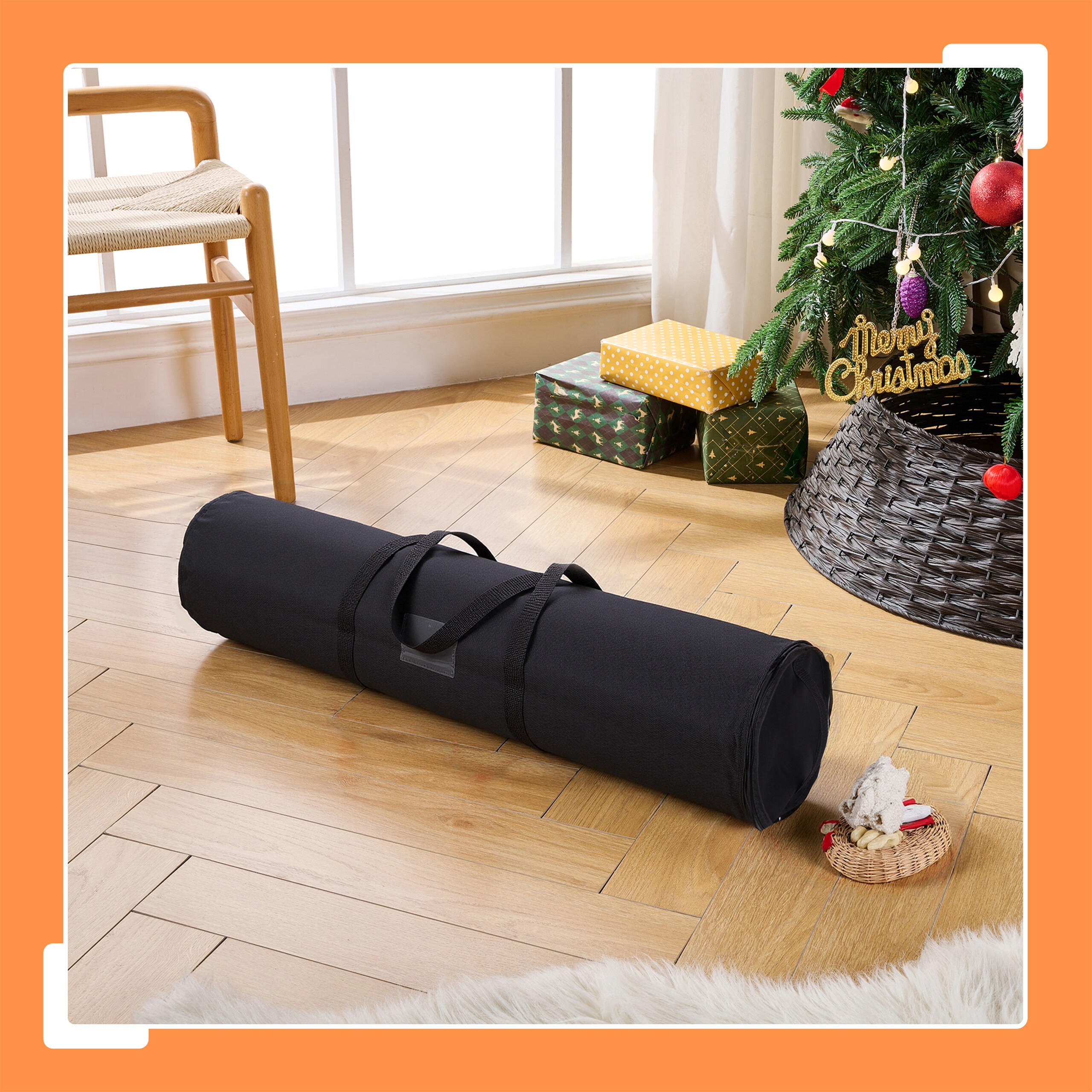 2xGESCHENKPAPIER-AUFBEWAHRUNG - Schwarz, Kunststoff/Textil (22/79/22cm) - Relaxdays