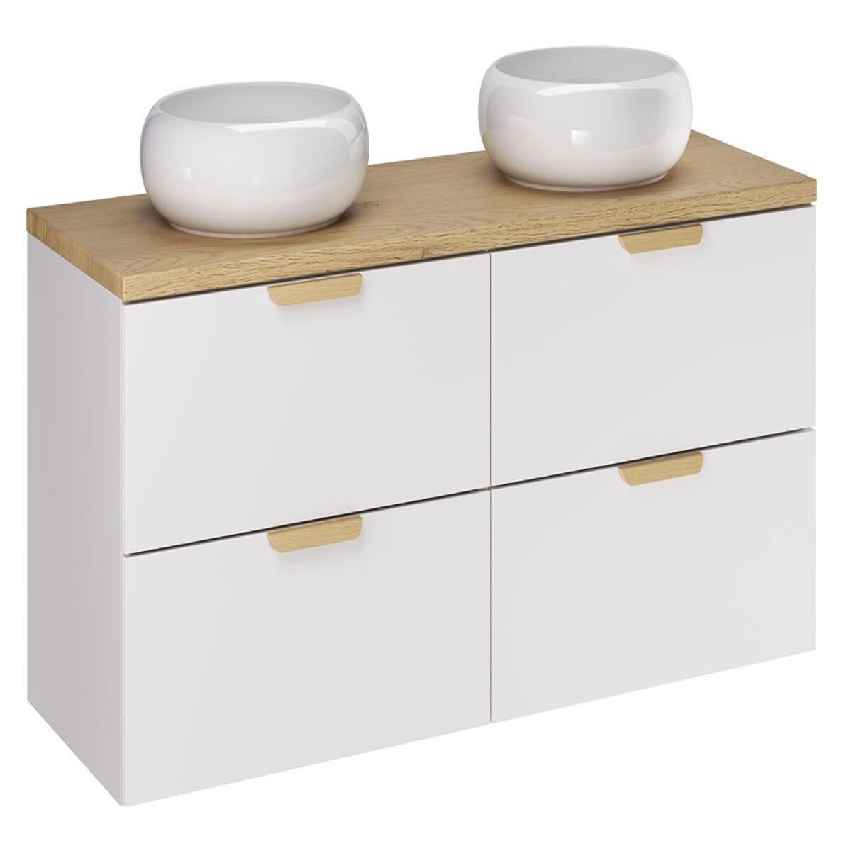 BADMÖBEL-SET 5 Teile - Aster White A BM419 in Weiß/Matt - Weiß, Holz/Keramik (120/50/46.5cm)