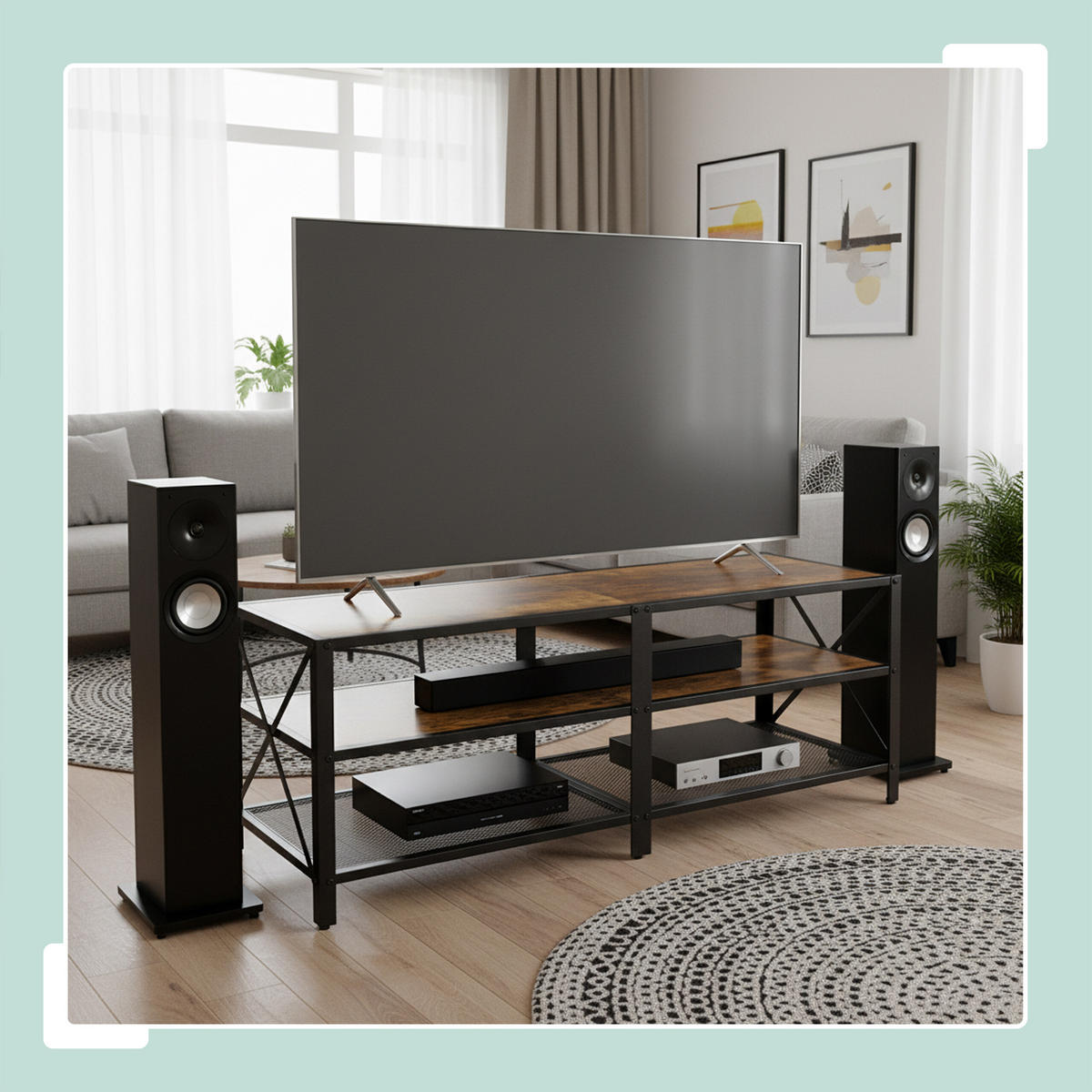 TV-LOWBOARD - Braun, Holzwerkstoff/Kunststoff (140/52/39cm) - Relaxdays