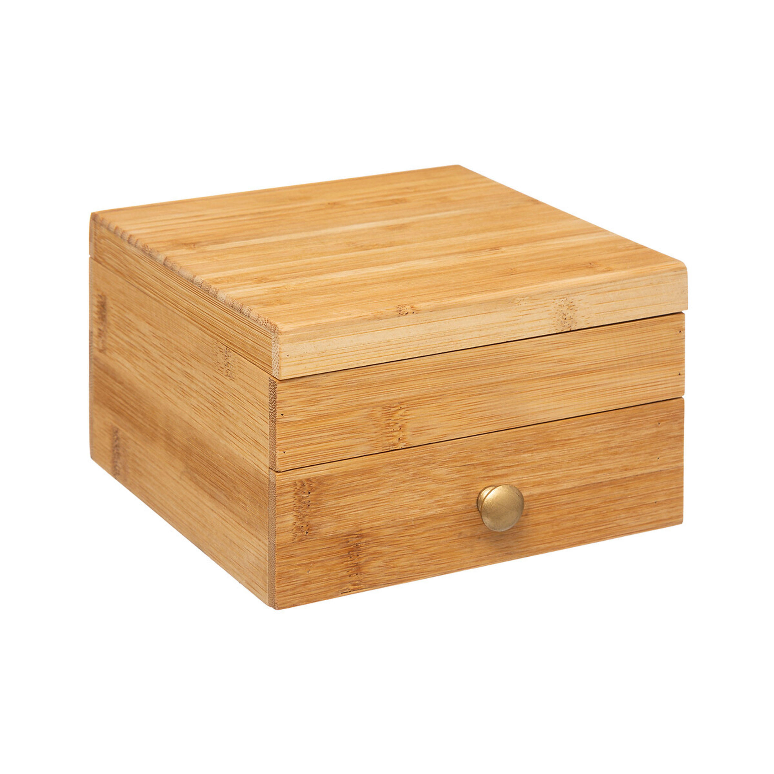 SCHMUCKKASTEN mit Schublade, Bambus, Samt, 161016 - Beige, Holz (15/9.5/15cm) - 5five Simply Smart