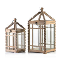 LATERNE Lokke 2er Set Beige 26x26x55 cm Holz - Beige, Holz (26/55/26cm) - Mondex