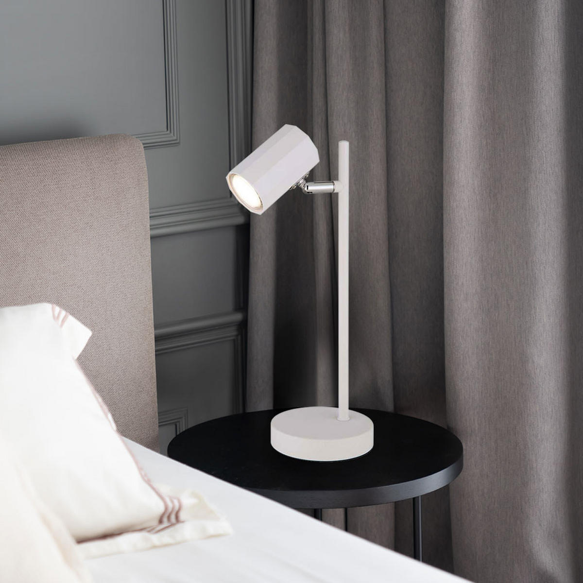 TISCHLEUCHTE James Weiß Flexibel Verstellbar - Weiß, Metall (16.5/12/35cm) - Globo Lighting