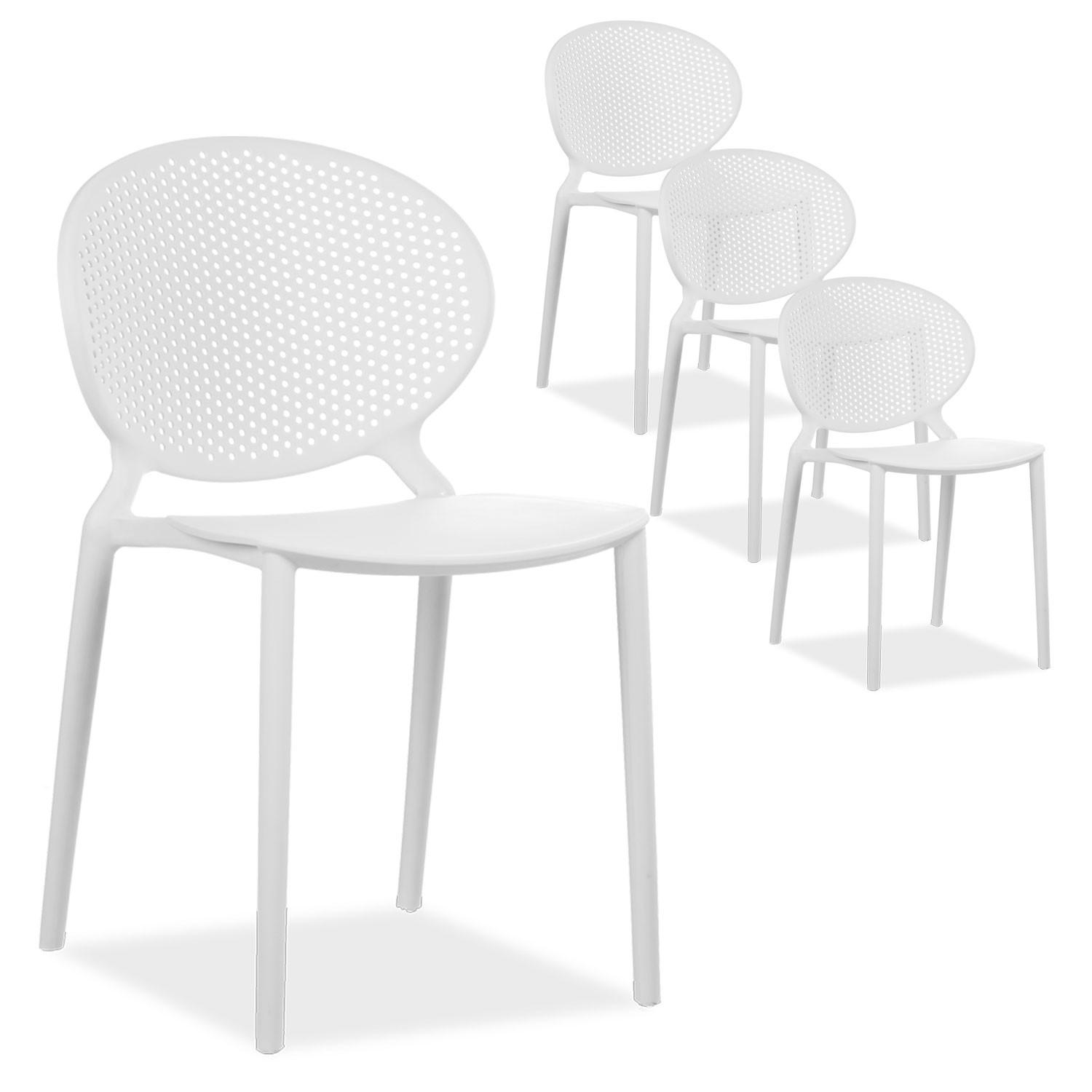 GARTENSTUHL 4er-Set Kunststoff Weiß - Weiß, Kunststoff (41/77/48cm) - Homestyle4u