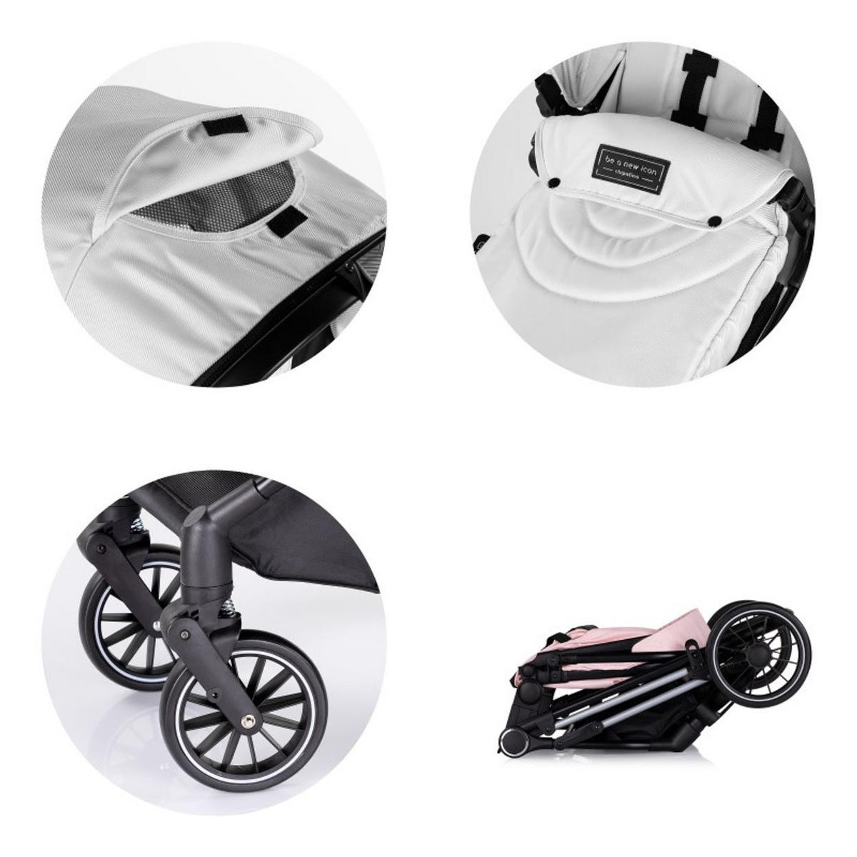 KOMBIKINDERWAGEN Aura 3 in 1 pink Autositz, Babywanne, Wickeltasche, bis 22 kg - Rosa, Metall (98/60/106cm) - Chipolino
