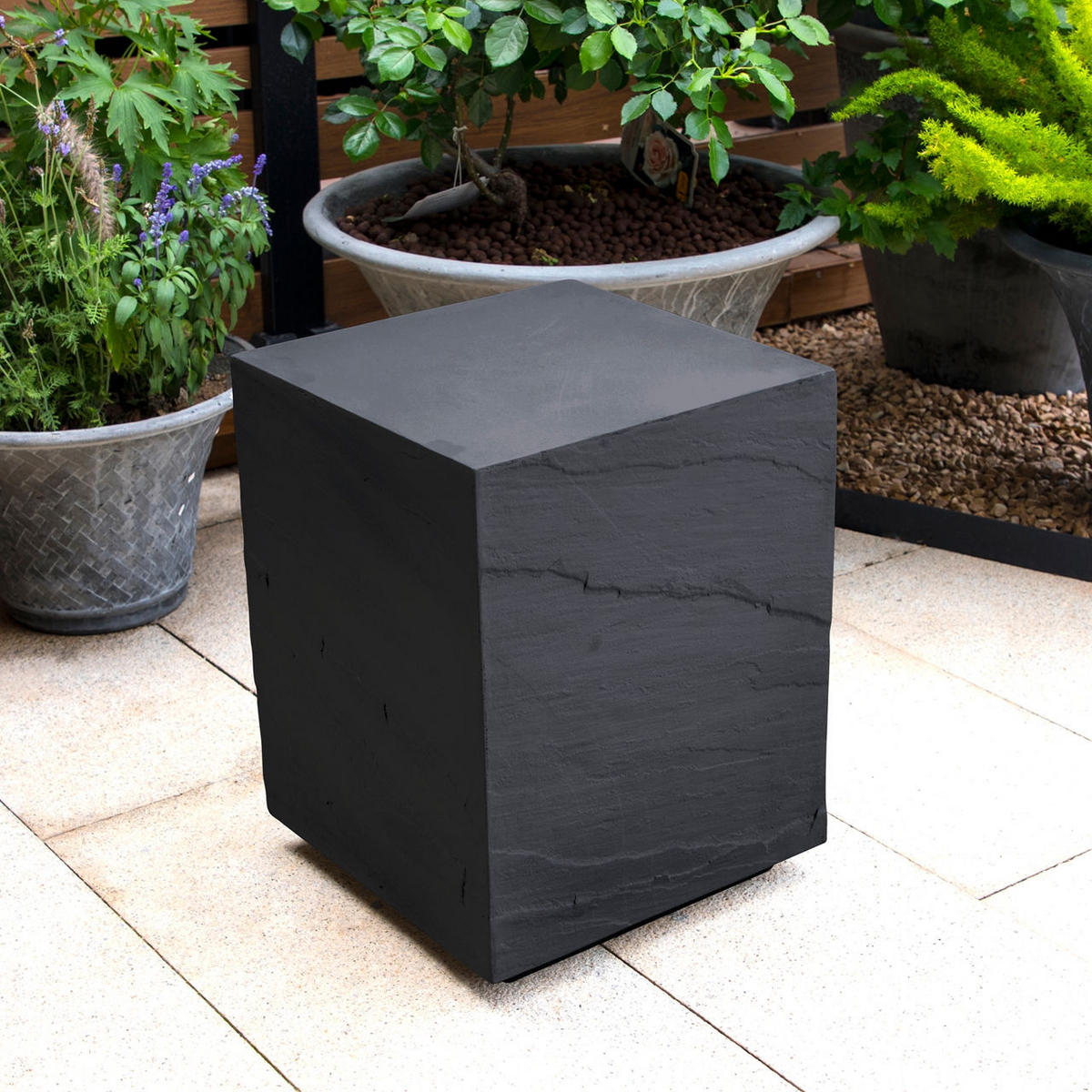 BEISTELLTISCH COLORADO aus GF-Beton, Wetterbeständig, 45x45x51 cm - Dunkelgrau, Naturmaterialien (45/45/51cm) - Elementi